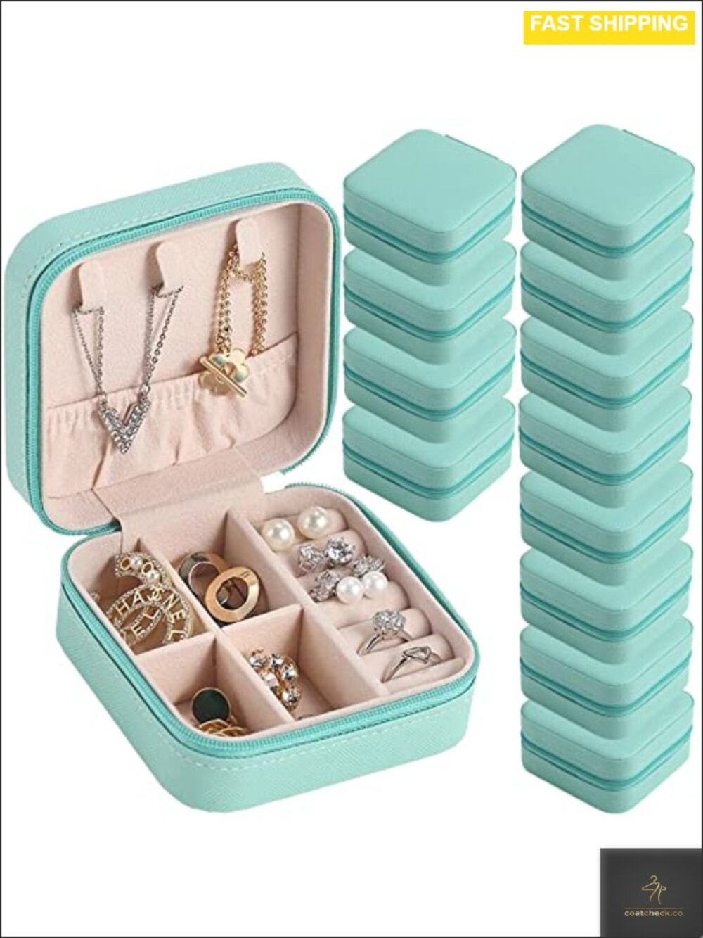 PU Leather Travel Jewelry Case Mini Organizer Portable Earring Storage Box